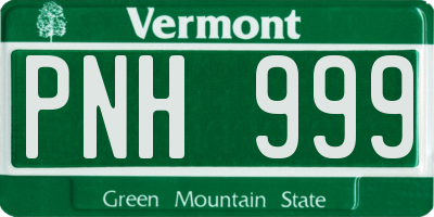 VT license plate PNH999