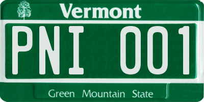 VT license plate PNI001
