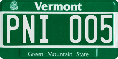 VT license plate PNI005
