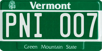 VT license plate PNI007