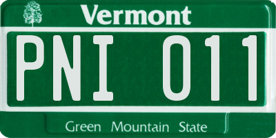 VT license plate PNI011