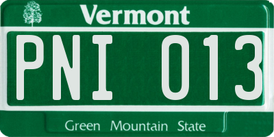 VT license plate PNI013