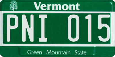 VT license plate PNI015