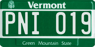 VT license plate PNI019