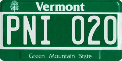 VT license plate PNI020