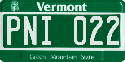 VT license plate PNI022