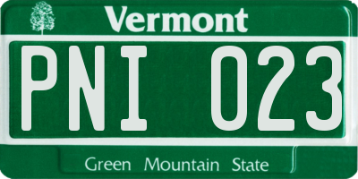 VT license plate PNI023