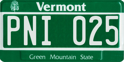 VT license plate PNI025