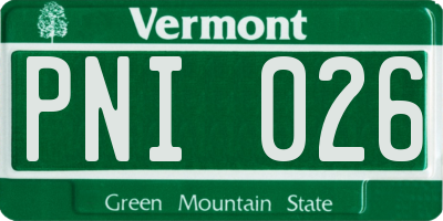 VT license plate PNI026