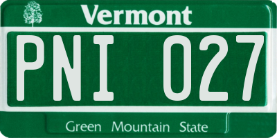 VT license plate PNI027