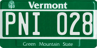 VT license plate PNI028