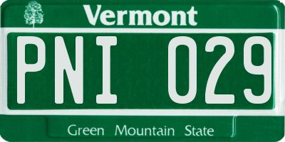 VT license plate PNI029