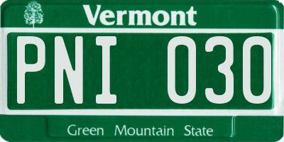 VT license plate PNI030