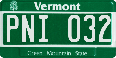 VT license plate PNI032