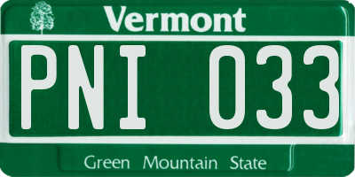 VT license plate PNI033