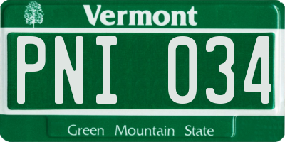 VT license plate PNI034