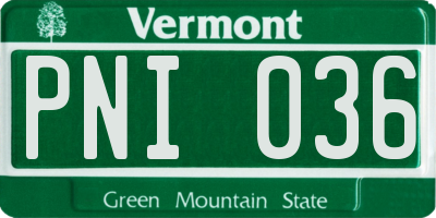 VT license plate PNI036