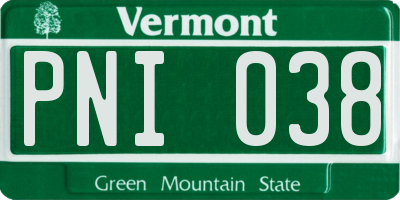 VT license plate PNI038