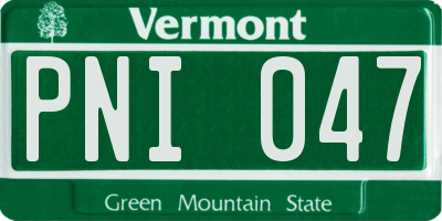 VT license plate PNI047
