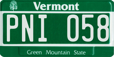 VT license plate PNI058