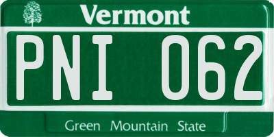 VT license plate PNI062