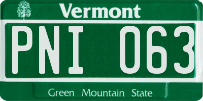 VT license plate PNI063