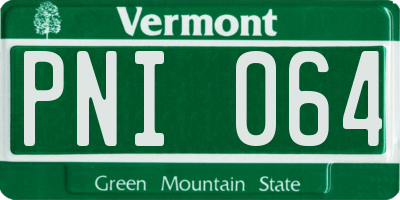 VT license plate PNI064