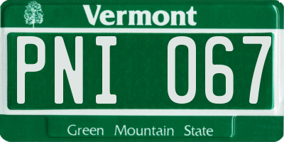 VT license plate PNI067