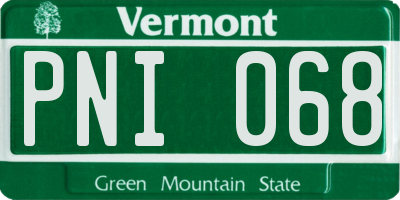 VT license plate PNI068