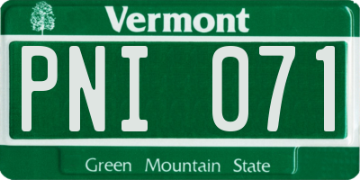 VT license plate PNI071