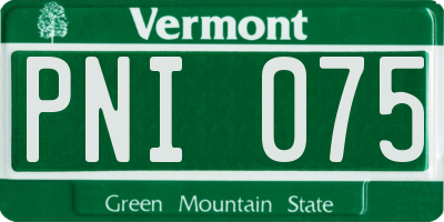 VT license plate PNI075