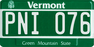 VT license plate PNI076