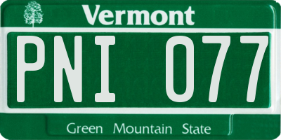 VT license plate PNI077