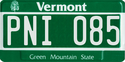 VT license plate PNI085