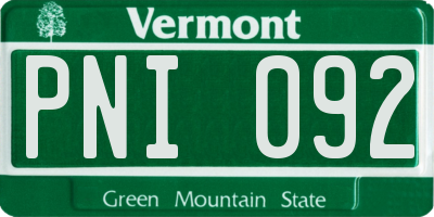 VT license plate PNI092