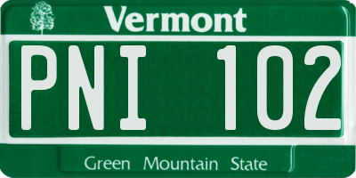 VT license plate PNI102