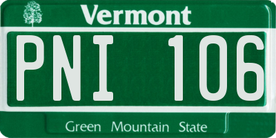 VT license plate PNI106