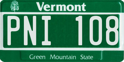 VT license plate PNI108