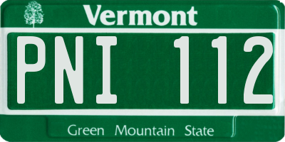 VT license plate PNI112