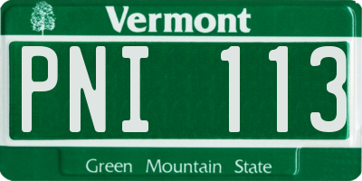 VT license plate PNI113