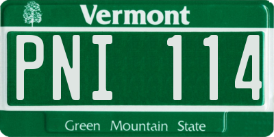VT license plate PNI114