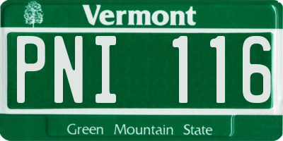 VT license plate PNI116