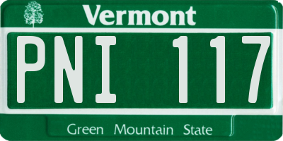 VT license plate PNI117