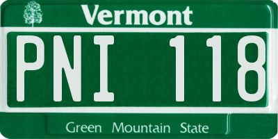 VT license plate PNI118