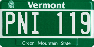 VT license plate PNI119