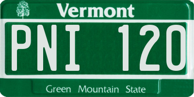 VT license plate PNI120