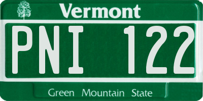 VT license plate PNI122