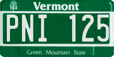 VT license plate PNI125