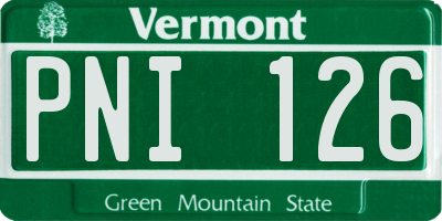 VT license plate PNI126