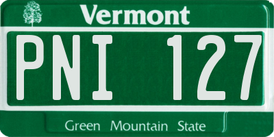 VT license plate PNI127